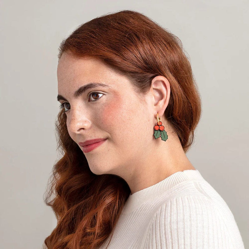 Materia Rica Red Holly Hoop Earrings