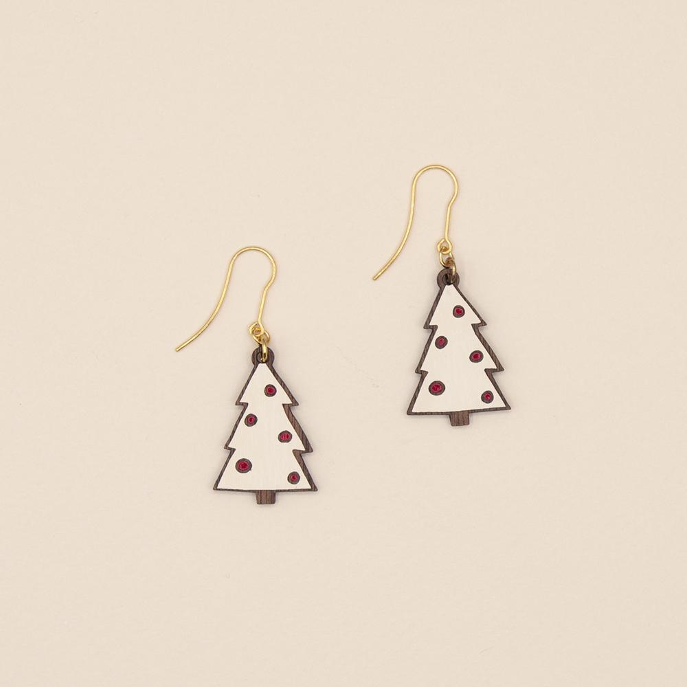 Materia Rica Snow Christmas Tree Hook Earrings