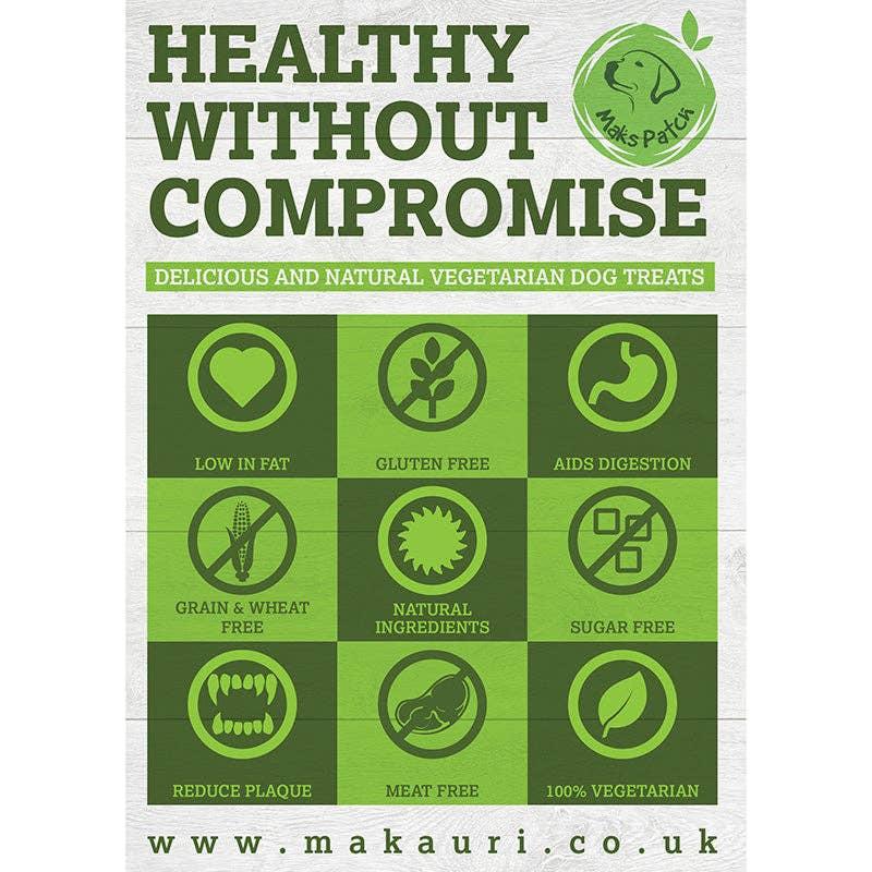 Miro & Makauri 70 x MaksPatch Vegan Dog Treats. Nubby Bones. 70 per box: 9cm 70 per box