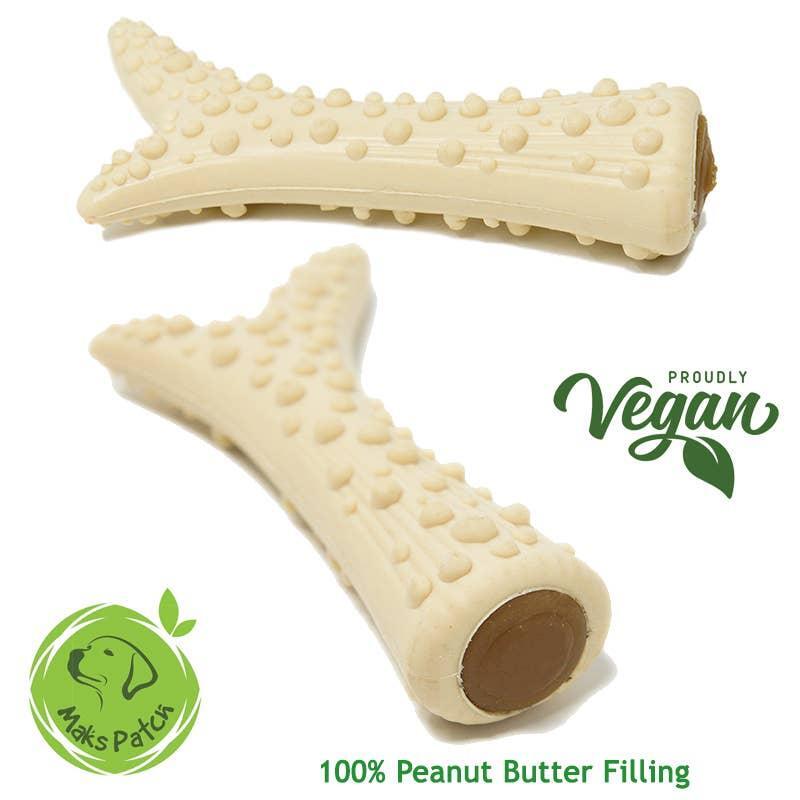 Miro & Makauri MaksPatch Dog Treats. Peanut Butter Antlers.  30 per box: 11cm Box of 30 units