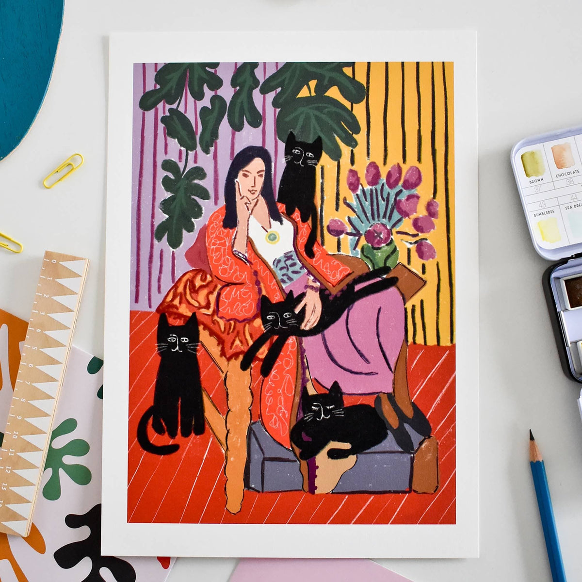 Niaski The Cat Lady Print