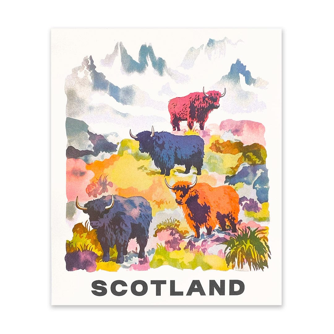 Ohh Deer Scotland Highland Cows Riso Print