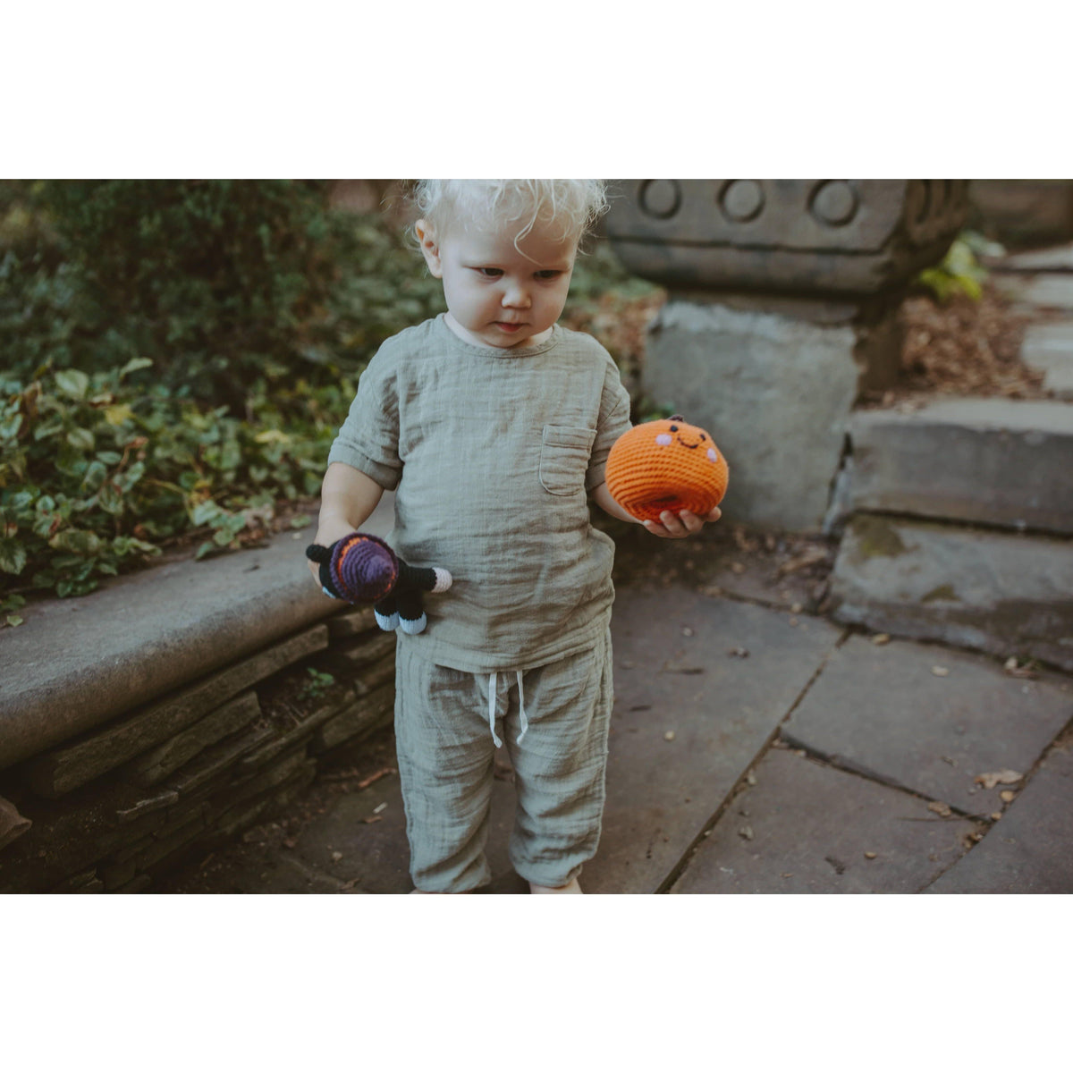 Pebblechild Baby Soft Toy Friendly Pumpkin Rattle