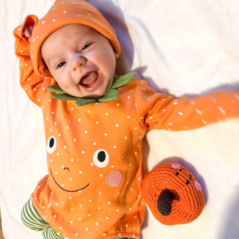 Pebblechild Baby Soft Toy Friendly Pumpkin Rattle