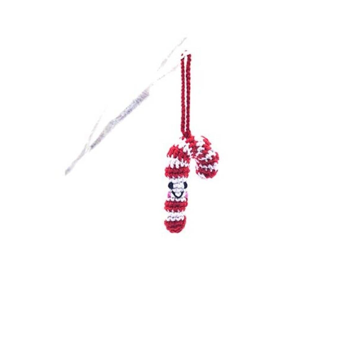 Pebblechild Candy Cane — Knitted Christmas Tree Decoration