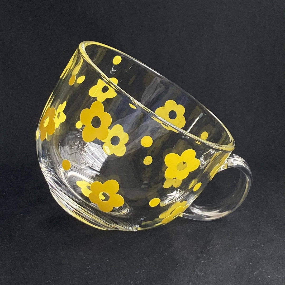 PurpleDuck Yellow Floral Glass Mug
