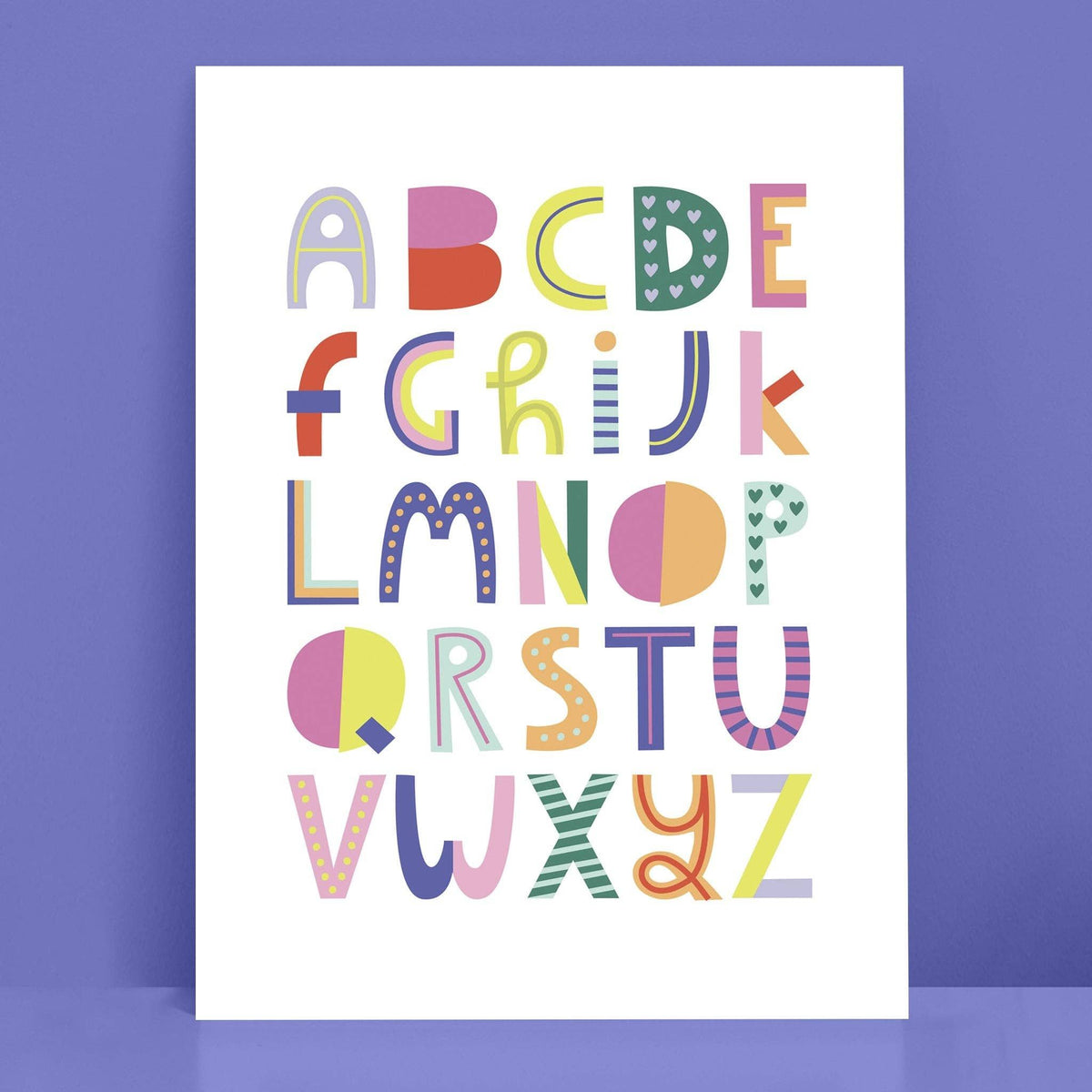 Raspberry Blossom Typography Alphabet children's print: A4