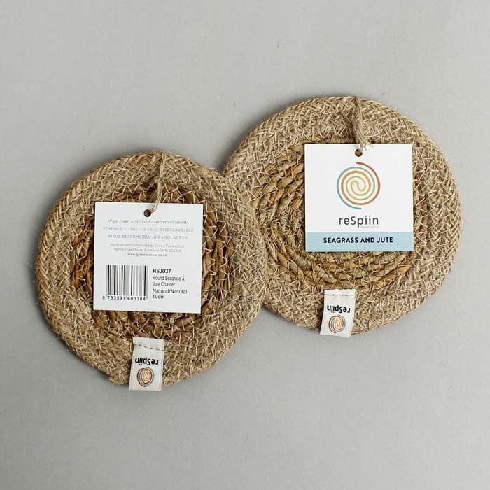 Respiin Round Seagrass & Jute Coaster Natural