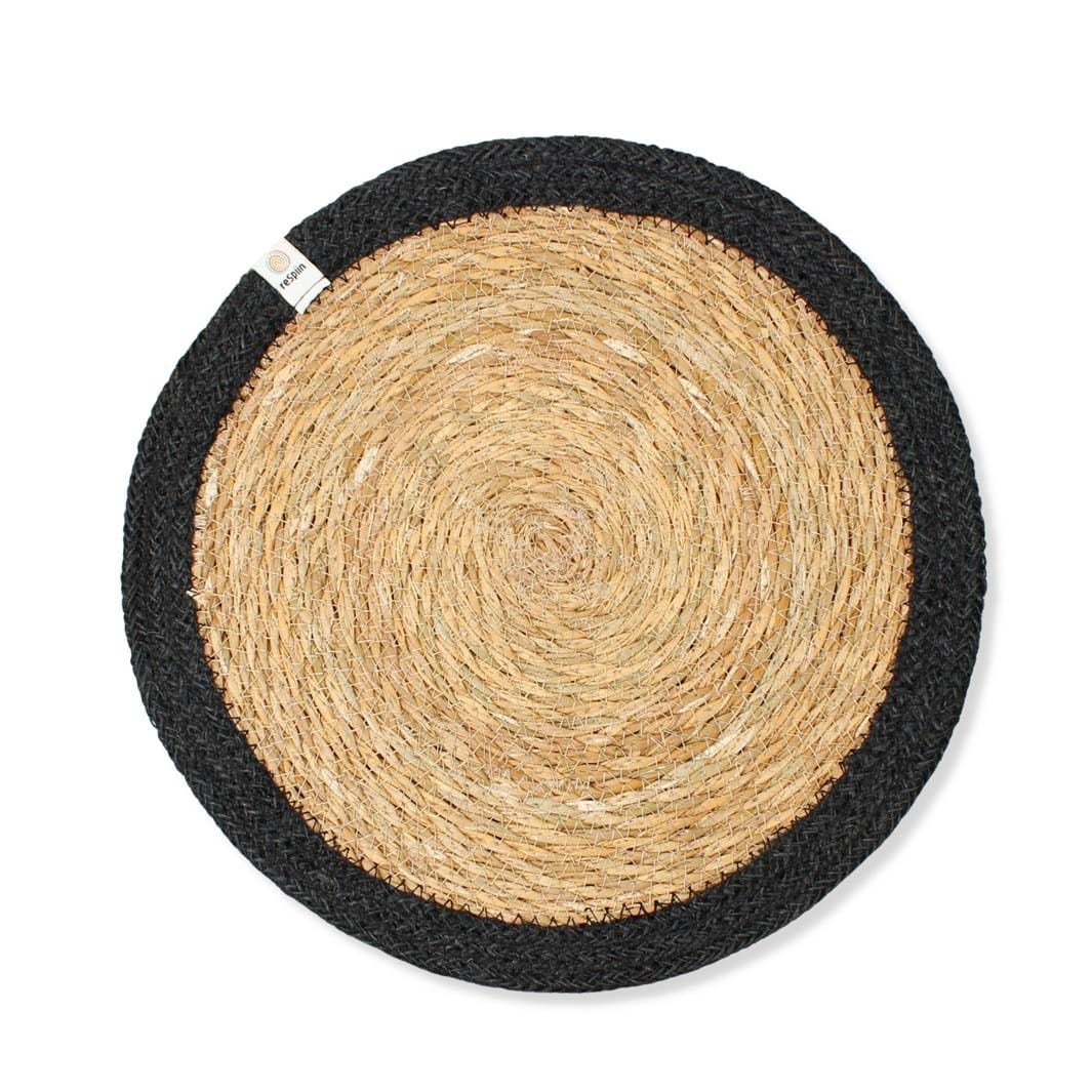 Respiin Round Seagrass & Jute Table Mat Natural / Black