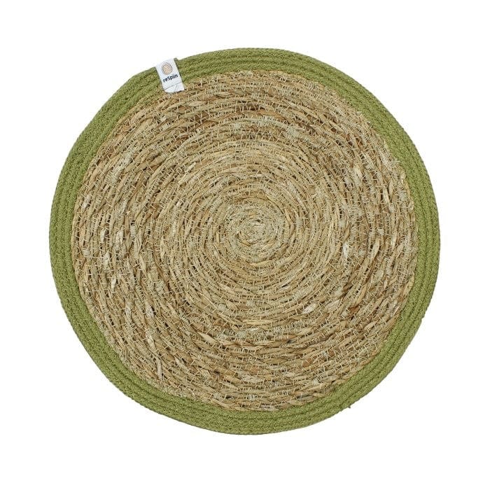 Respiin Round Seagrass & Jute Table Mat Natural / Green