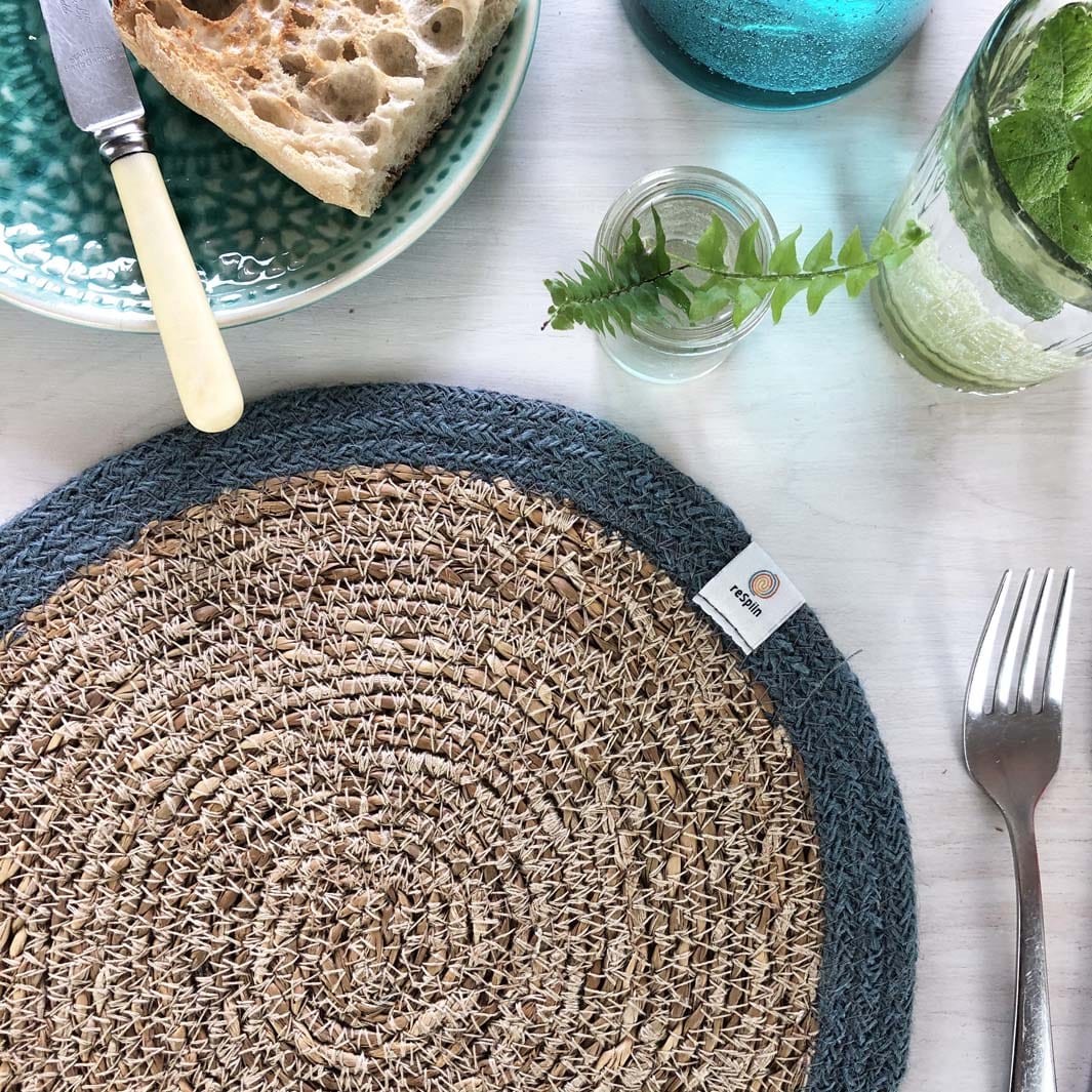 Respiin Round Seagrass & Jute Table Mat Natural / Grey
