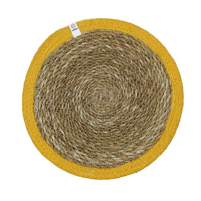 Respiin Round Seagrass & Jute Table Mat Natural / Yellow