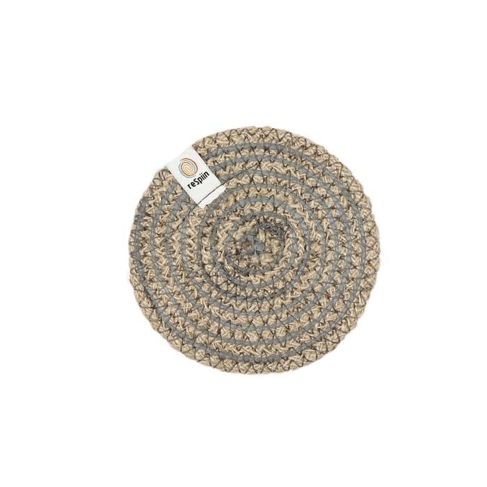 Respiin Round Spiral Jute Coaster - Natural/Grey