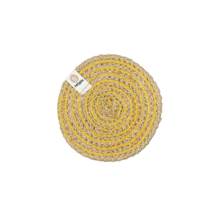 Respiin Round Spiral Jute Coaster - Natural/Yellow