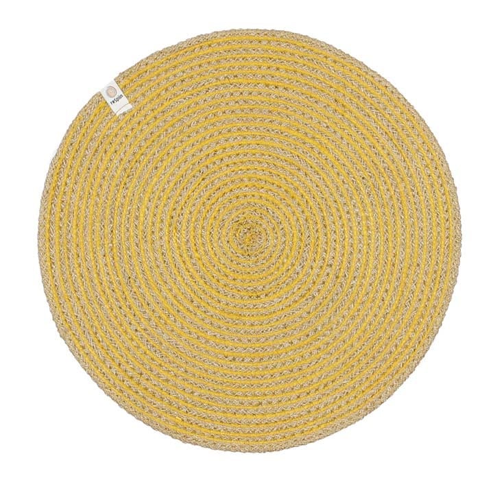 Respiin Round Spiral Jute Table Mat - Natural/Yellow