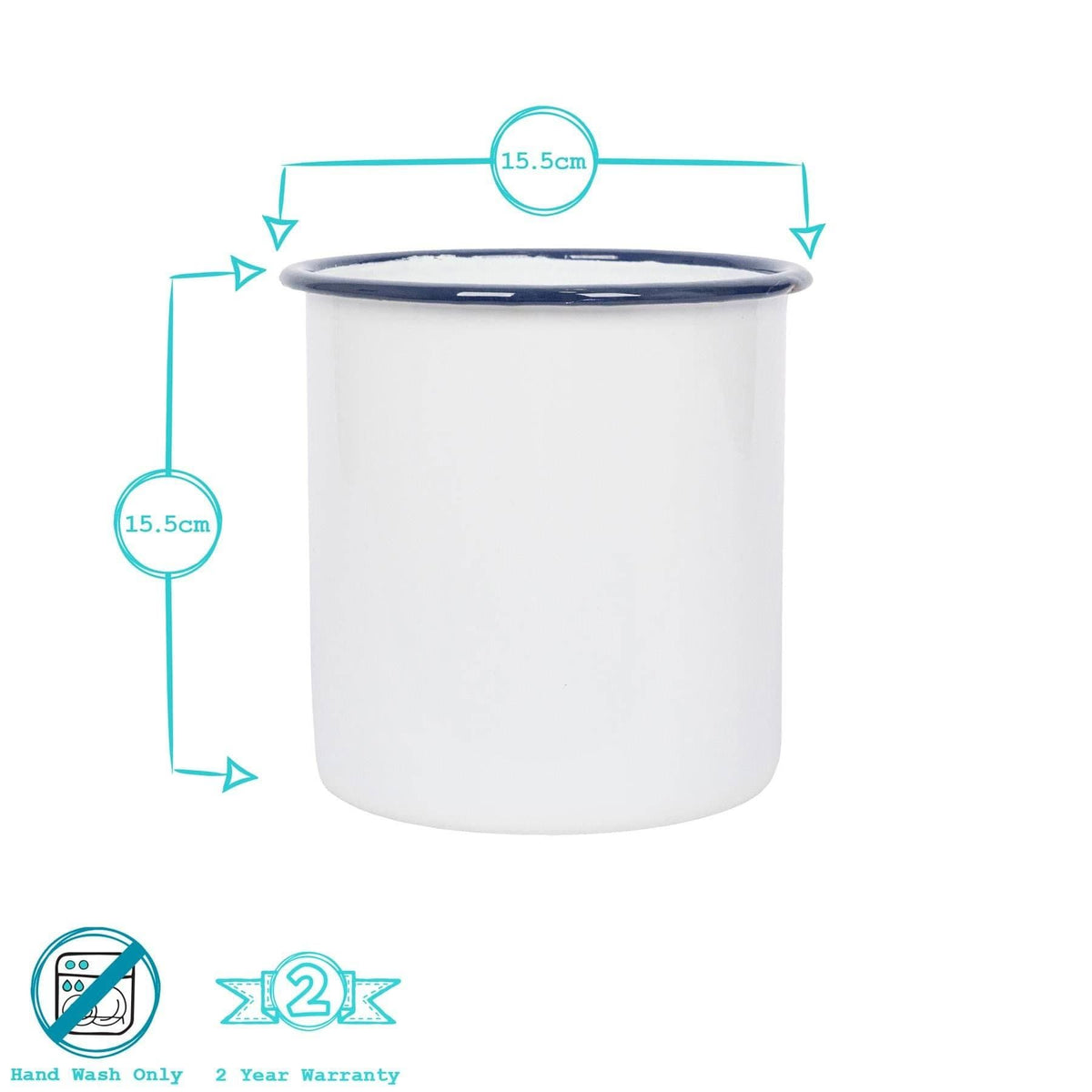 Rinkit Ltd 15.5cm White Enamel Utensil Holder - By Argon Tableware: Blue