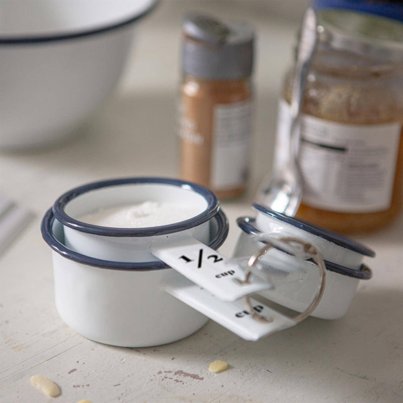 Rinkit Ltd 4pc White Enamel Measuring Cups Set