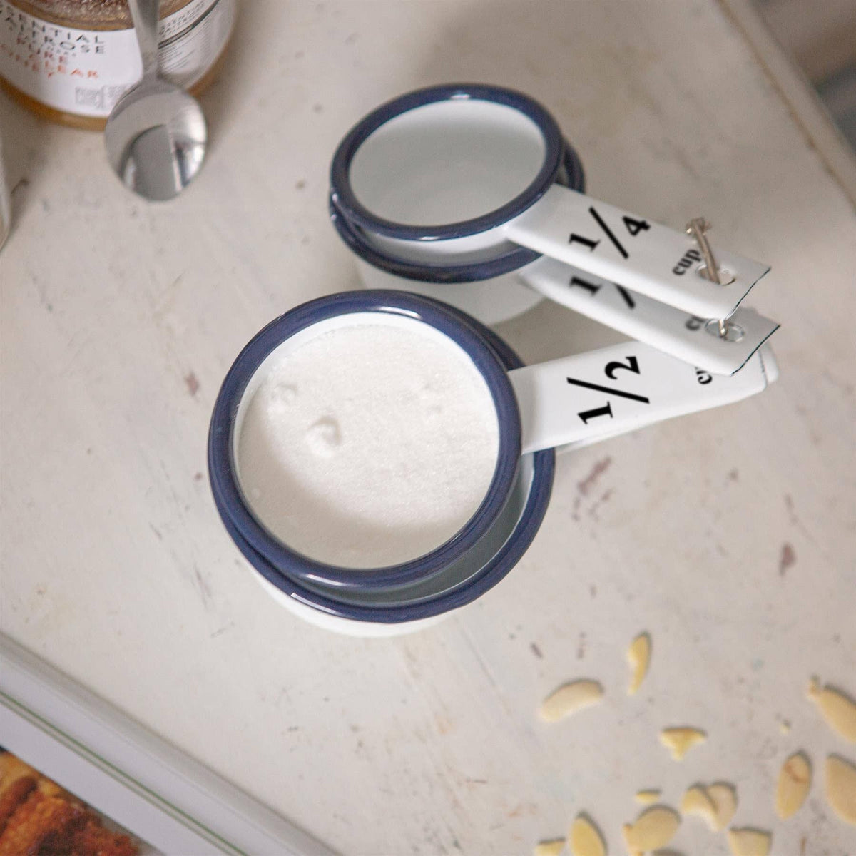 Rinkit Ltd 4pc White Enamel Measuring Cups Set - By Argon Tableware: Blue