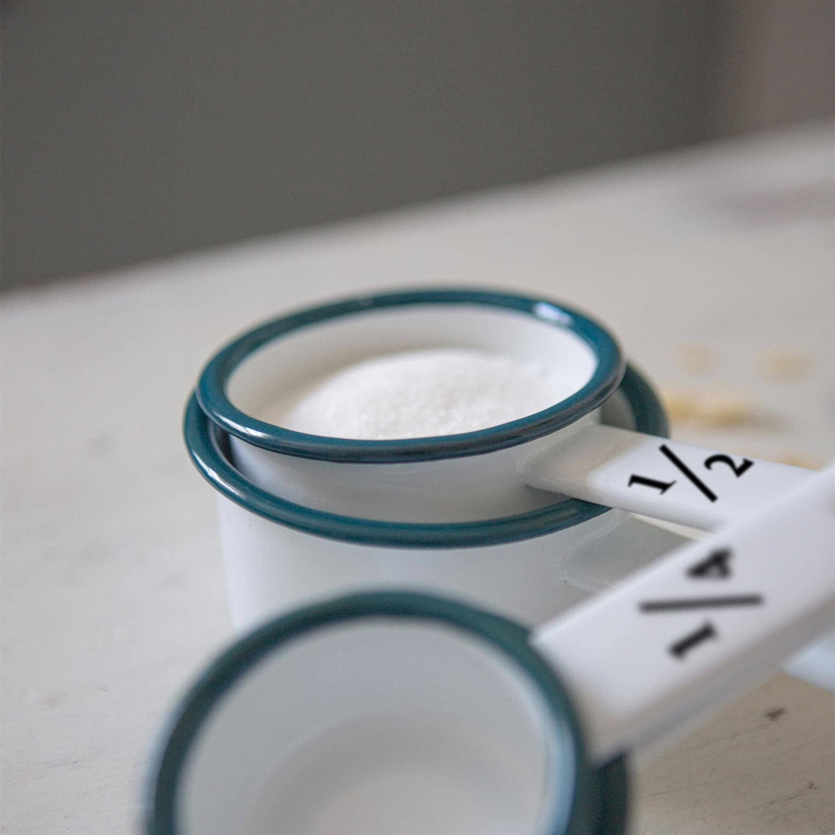Rinkit Ltd 4pc White Enamel Measuring Cups Set - By Argon Tableware: Blue