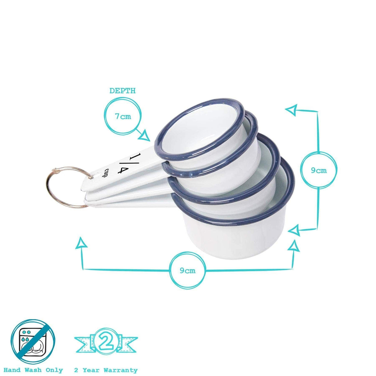 Rinkit Ltd 4pc White Enamel Measuring Cups Set - By Argon Tableware: Blue