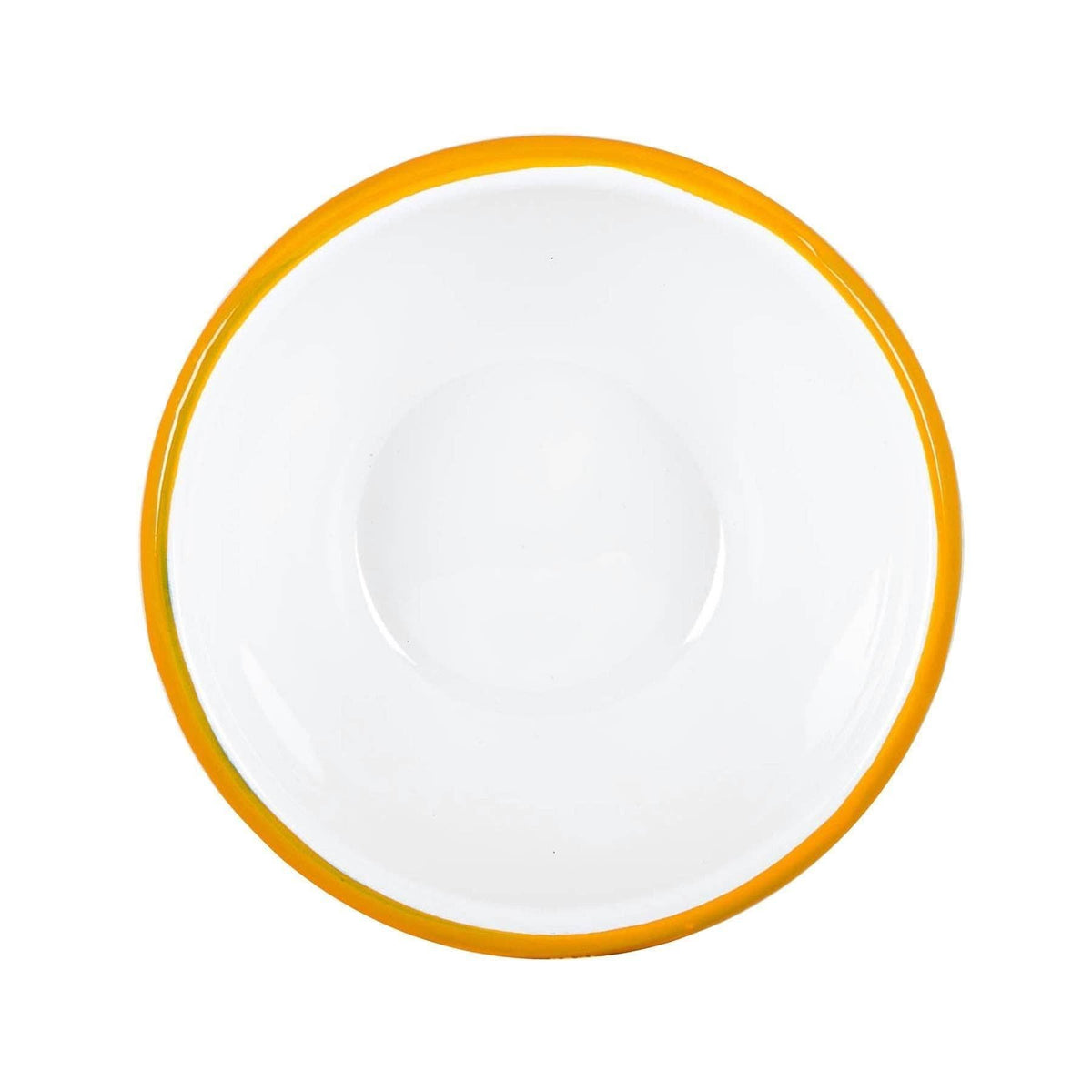 Rinkit Ltd Argon Tableware White Enamel Bowl - 16cm - Yellow