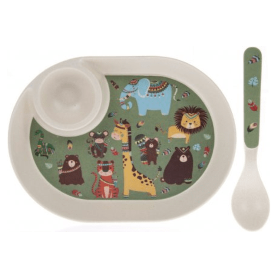 Rosefields Bamboo Jungle Egg Plate & Spoon Set