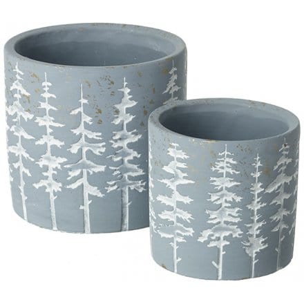 Rosefields Rustic Grey Pot with Trees