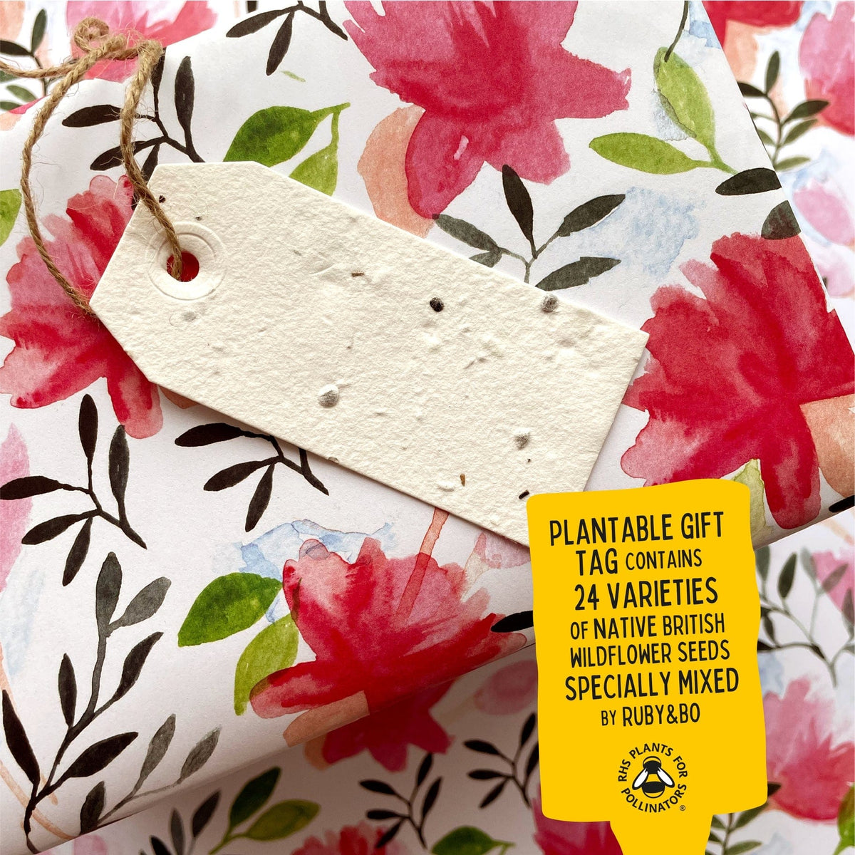 Ruby & Bo Roses Gift Wrap & Plantable Tag Set