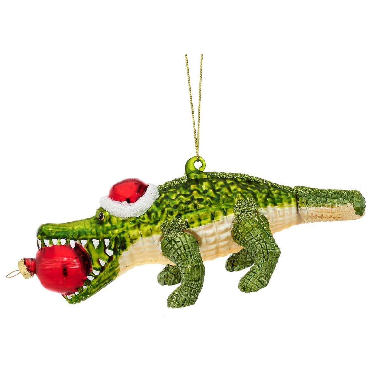 Sass & Belle Alligator Santa Bauble