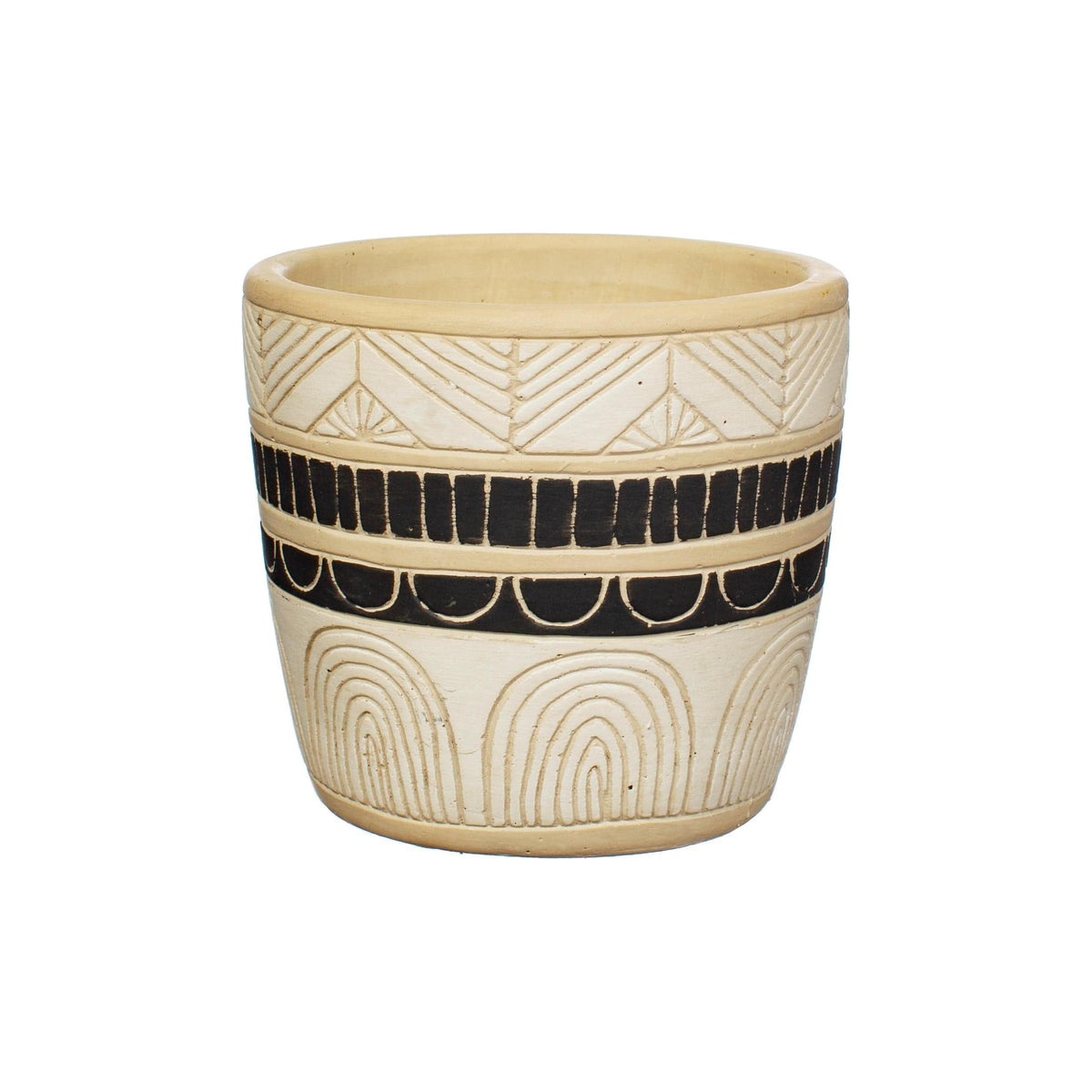 Sass & Belle Black & White Sgraffito Planter