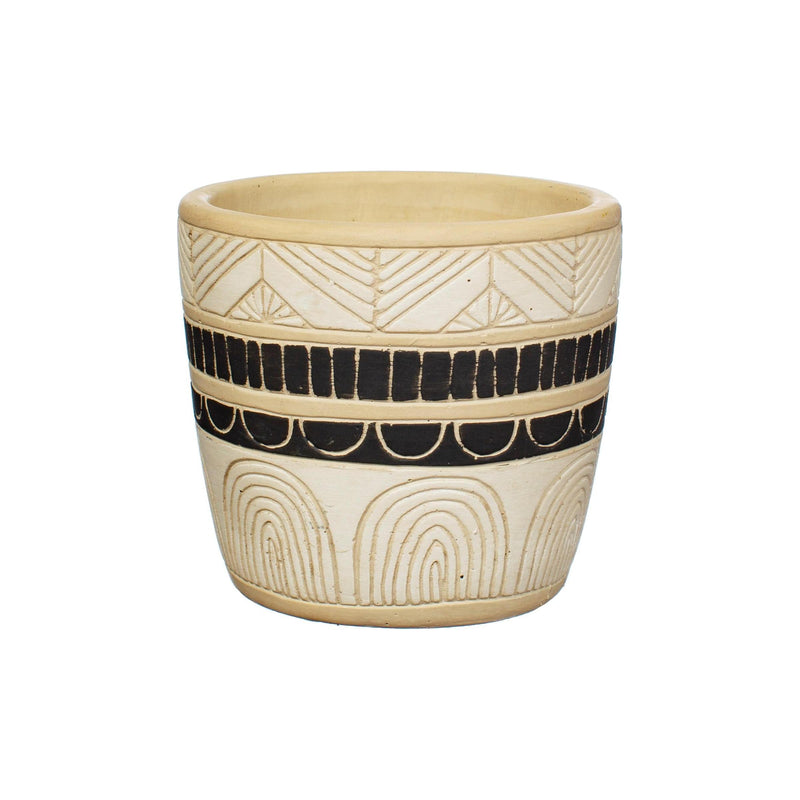Sass & Belle Black & White Sgraffito Planter
