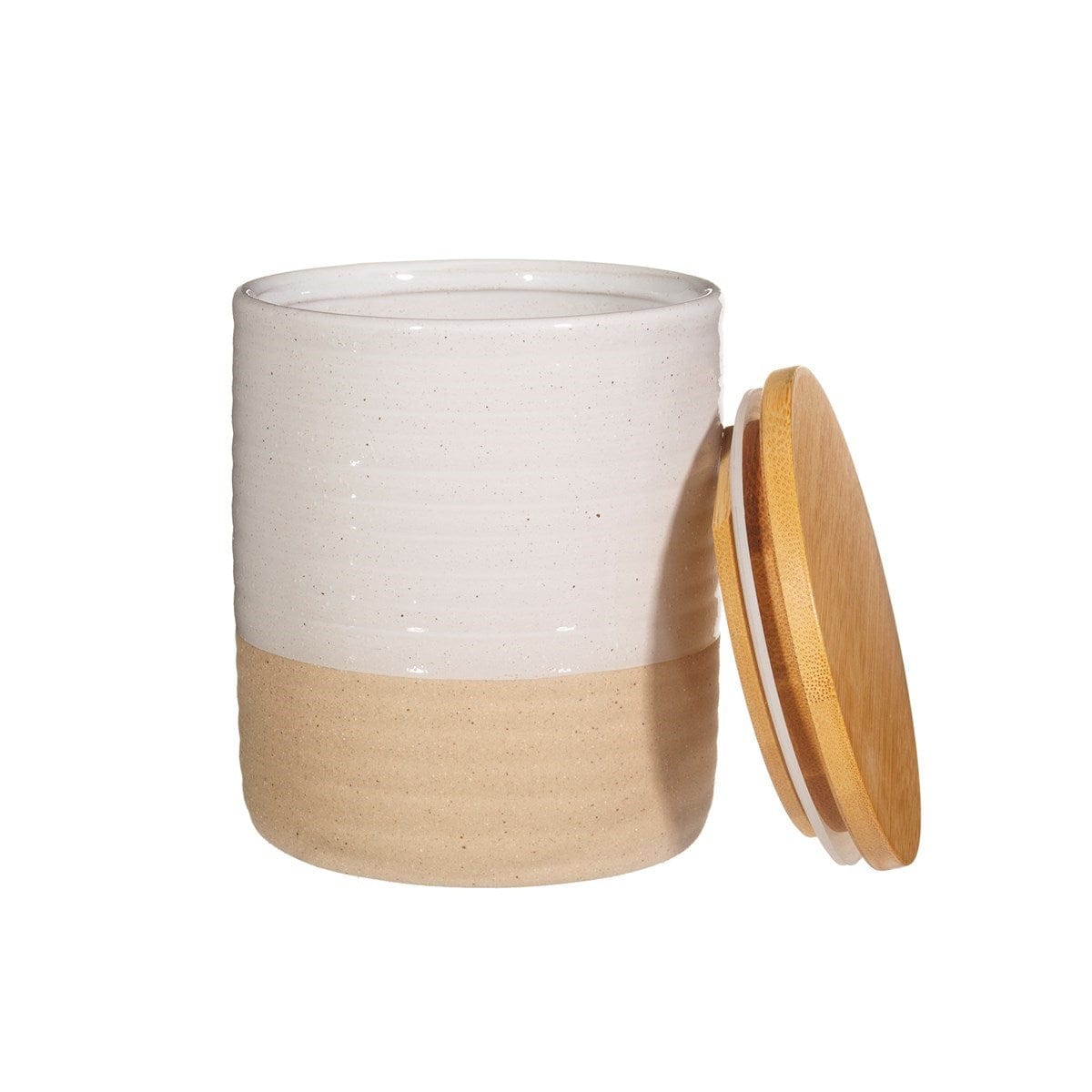 Sass & Belle Rustic White Half Glazed Canister