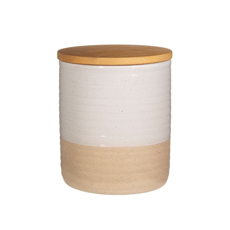Sass & Belle Rustic White Half Glazed Canister