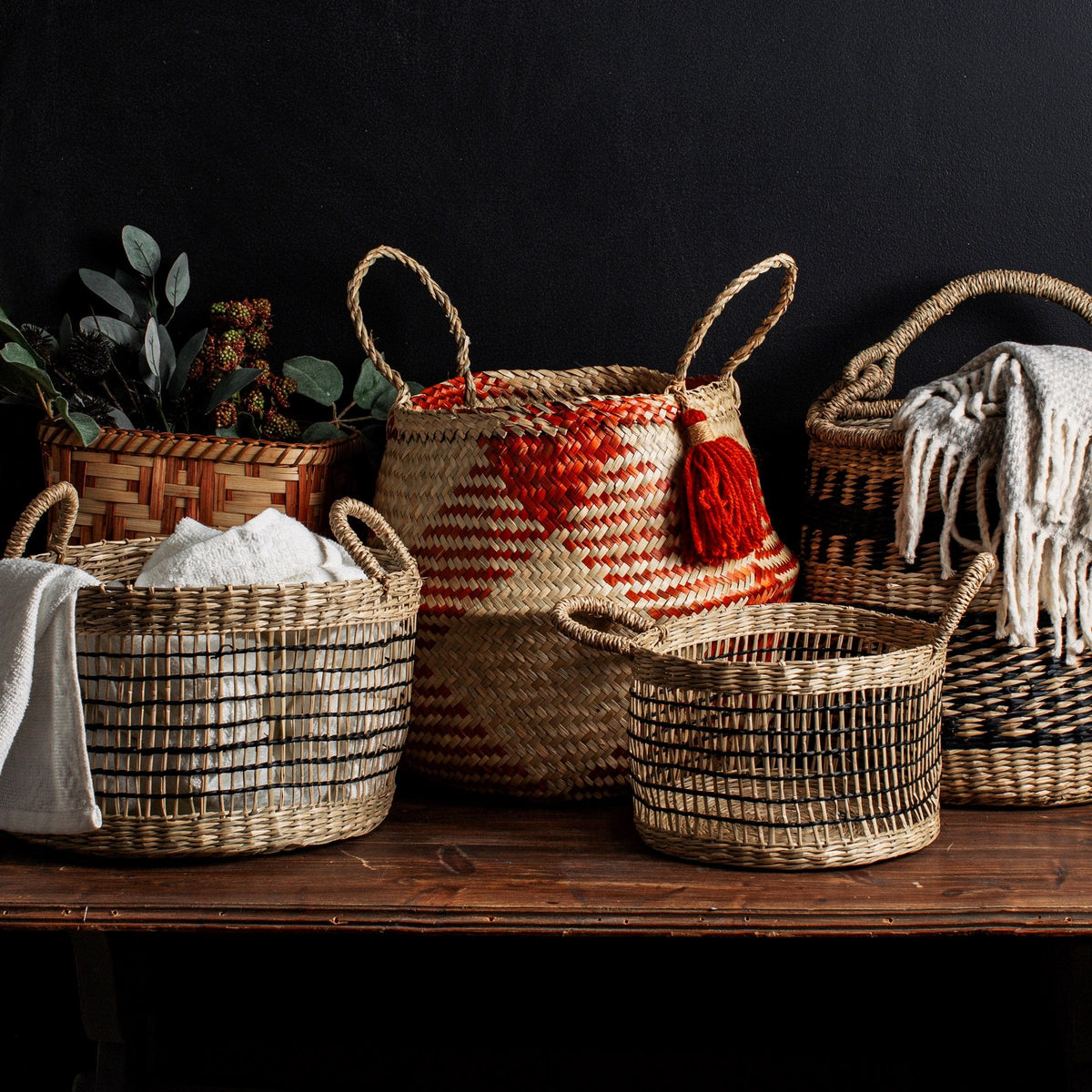 Sass & Belle Terracotta Check Basket
