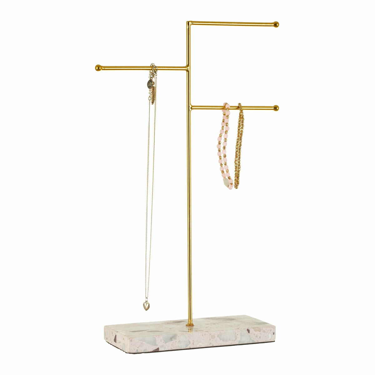 Sass & Belle Triple Terrazzo Gold Jewellery Stand