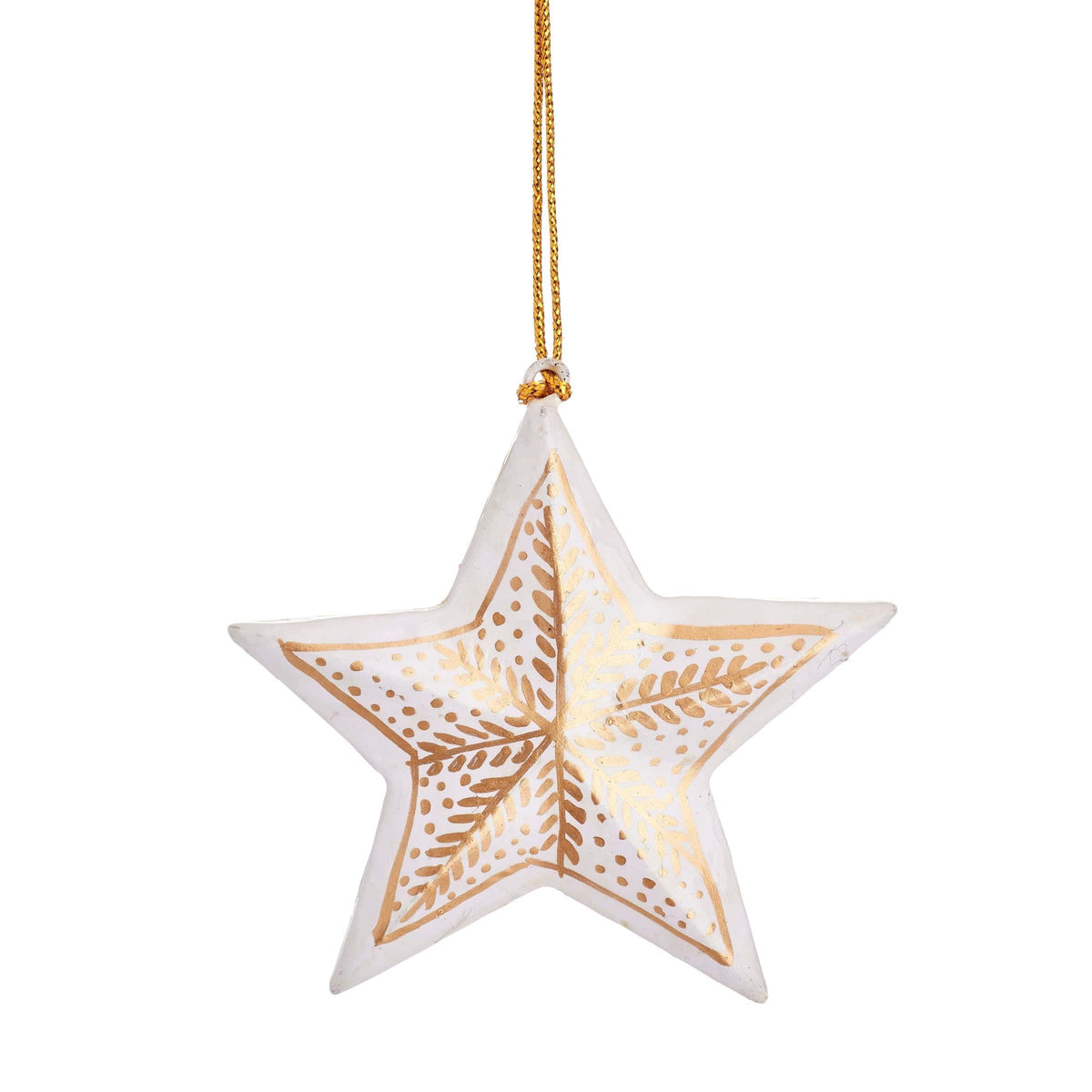 Sass & Belle White & Gold Star Wooden Decoration