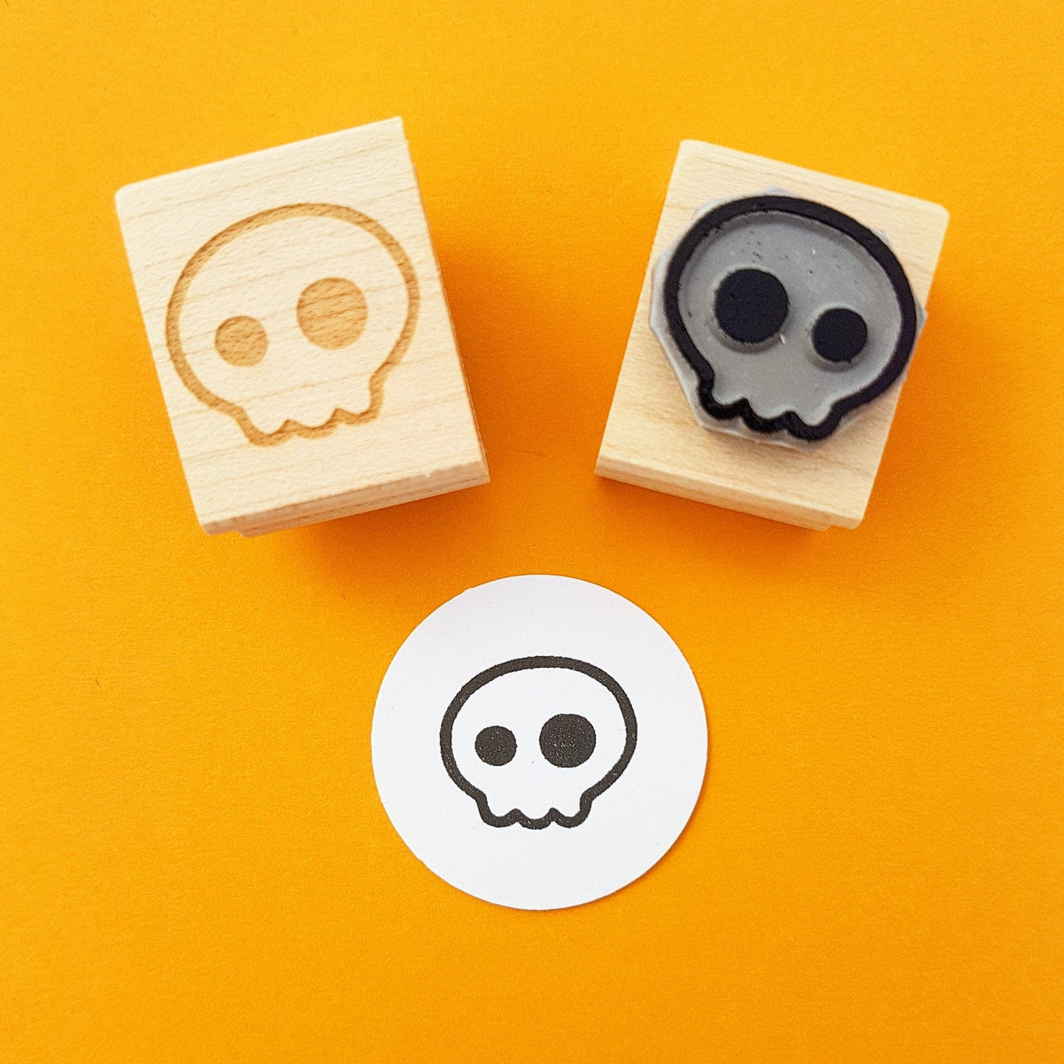 Skull and Cross Buns Halloween Quirky Skull Mini Rubber Stamp
