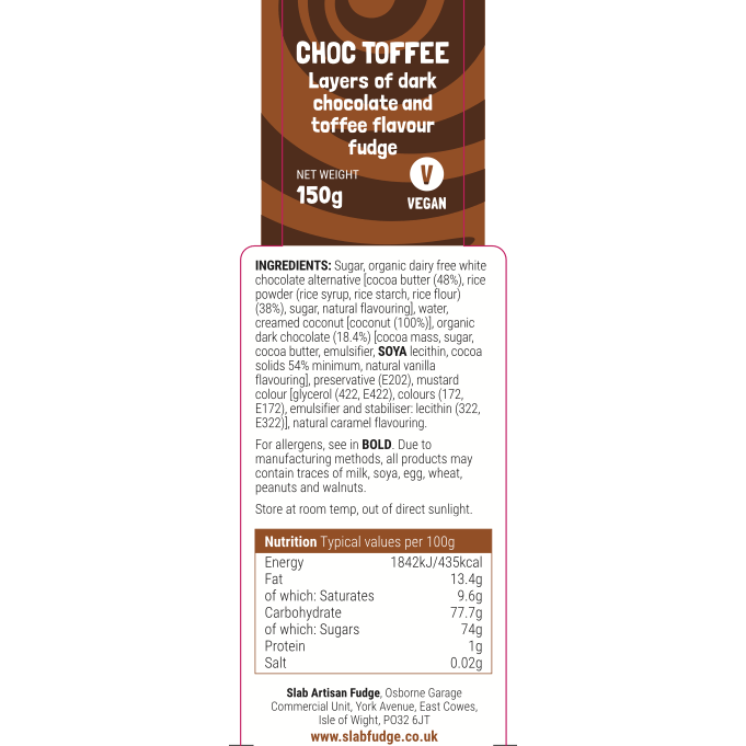 Slab Choc Toffee Fudge Slab - Vegan