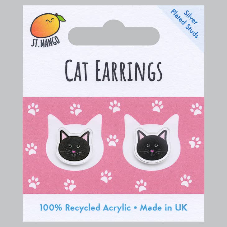 St. Mango Black Cat Acrylic Stud Earrings