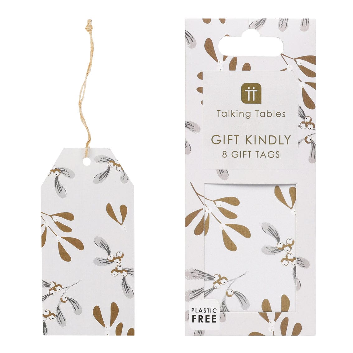 Talking Tables Mistletoe White Christmas Gift Tags - 8 Pack