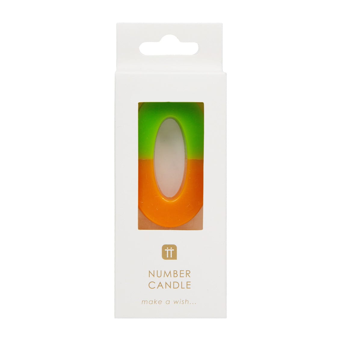 Talking Tables Number Candle - 0 (Orange & Green)