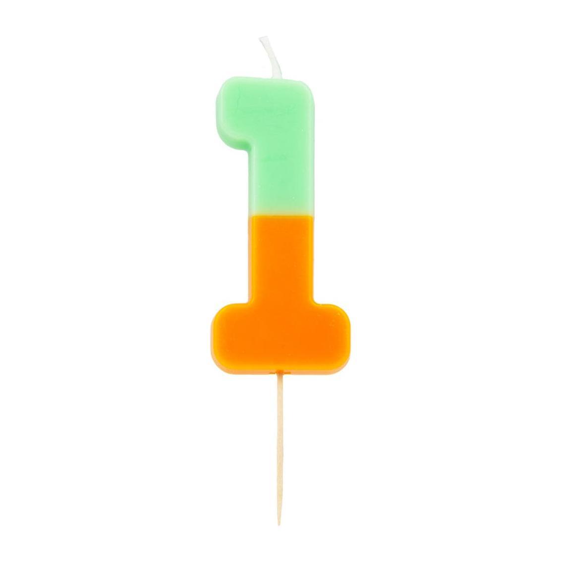 Talking Tables Number Candle - 1 (Orange & Mint)