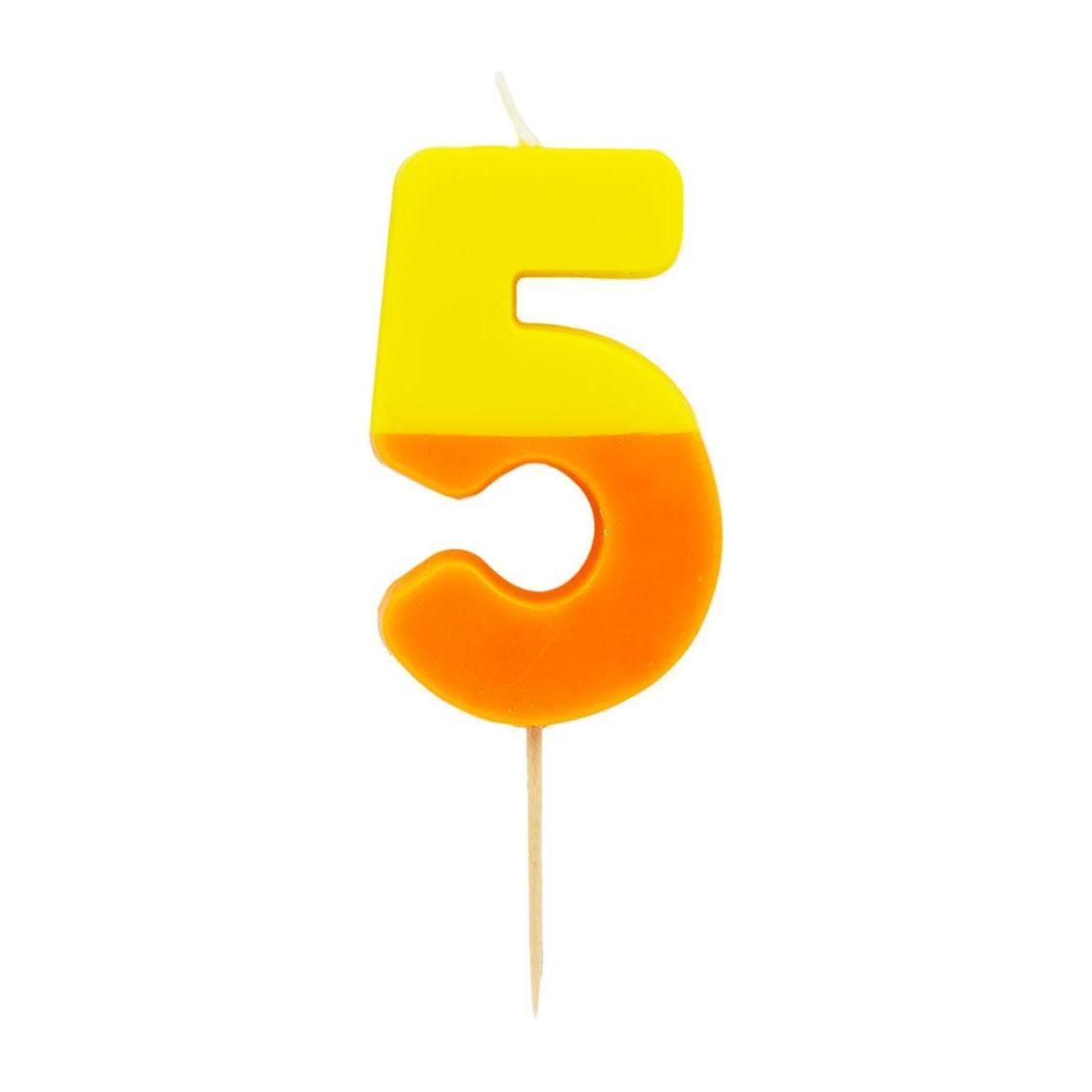 Talking Tables Number Candle - 5 (Orange & Yellow)