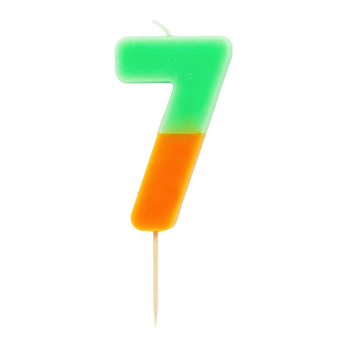 Talking Tables Number Candle - 7 (Orange & Green)