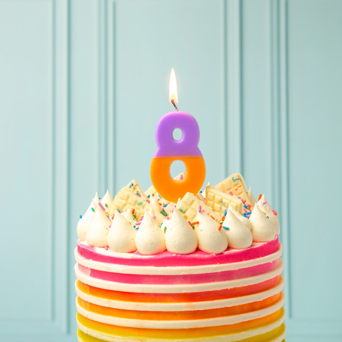 Talking Tables Number Candle - 8 (Orange & Purple)