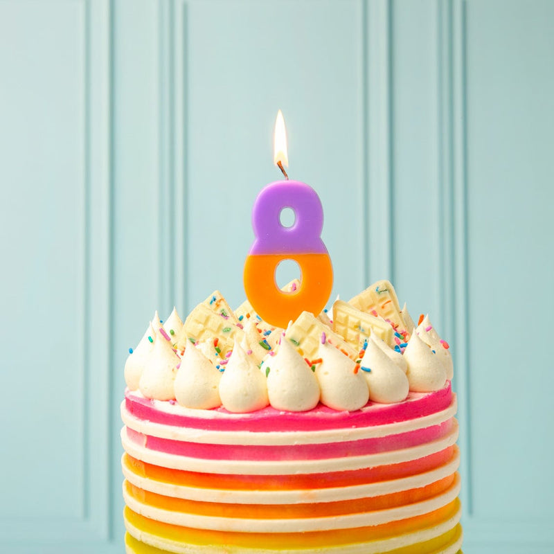 Talking Tables Number Candle - 8 (Orange & Purple)