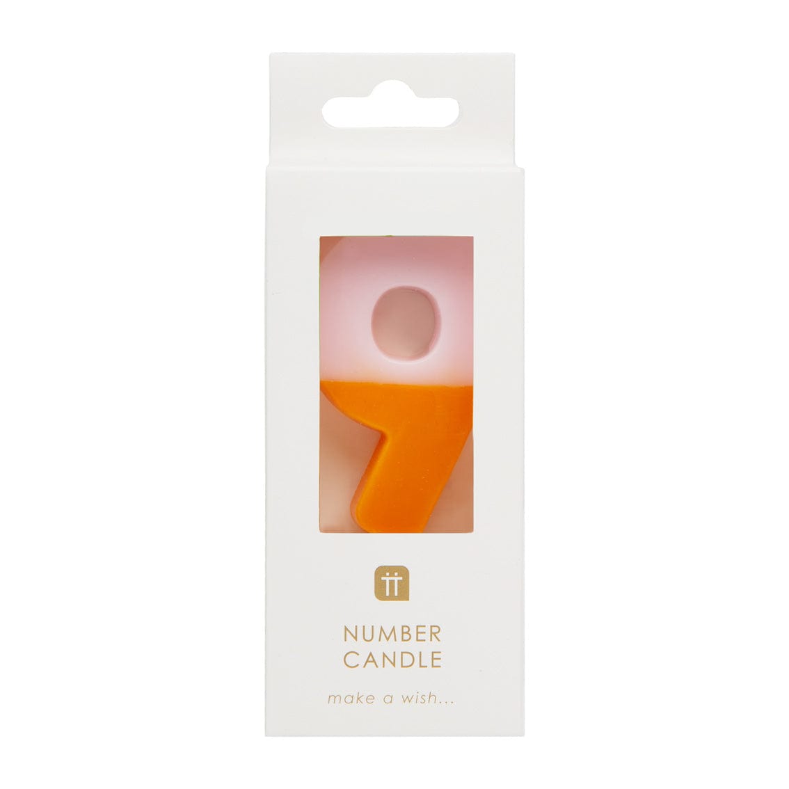 Talking Tables Number Candle - 9 (Orange & Light Pink)