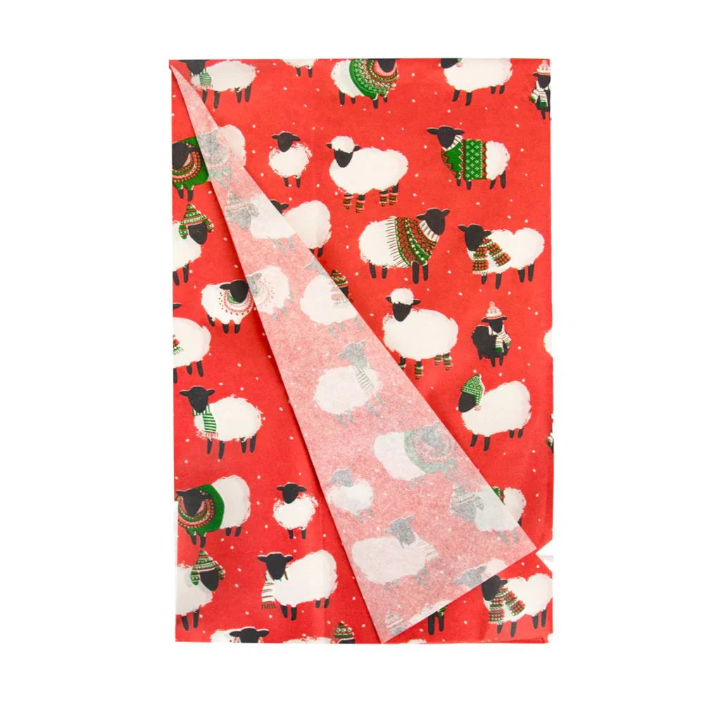 Red Sheep Christmas Tissue Paper - 4 Sheets