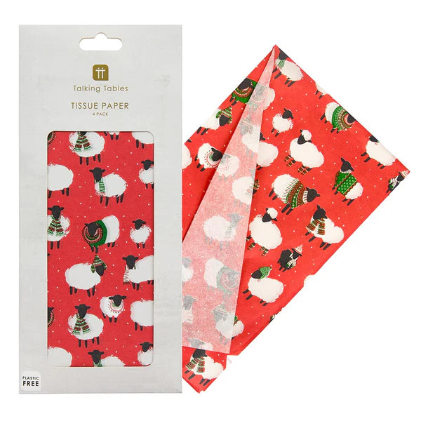 Red Sheep Christmas Tissue Paper - 4 Sheets