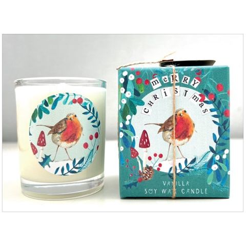 'Merry Christmas' Robin Vanilla Scented Candle